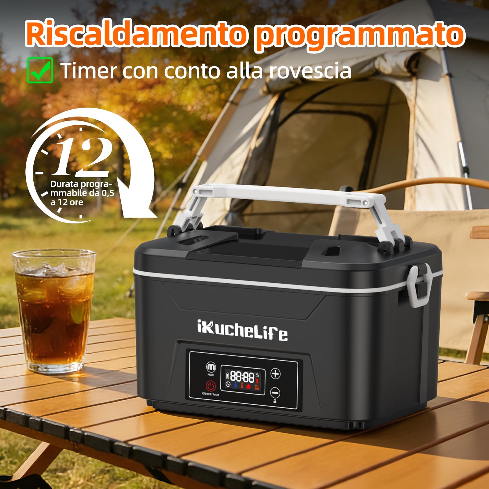 Scaldavivande Elettrico Portatile per Adulti con Batteria, 1200ML Lunch Box elettrico con Posate in acciaio inox e Borsa Termica, a Prova di Perdite per Auto, Camion e Ufficio
