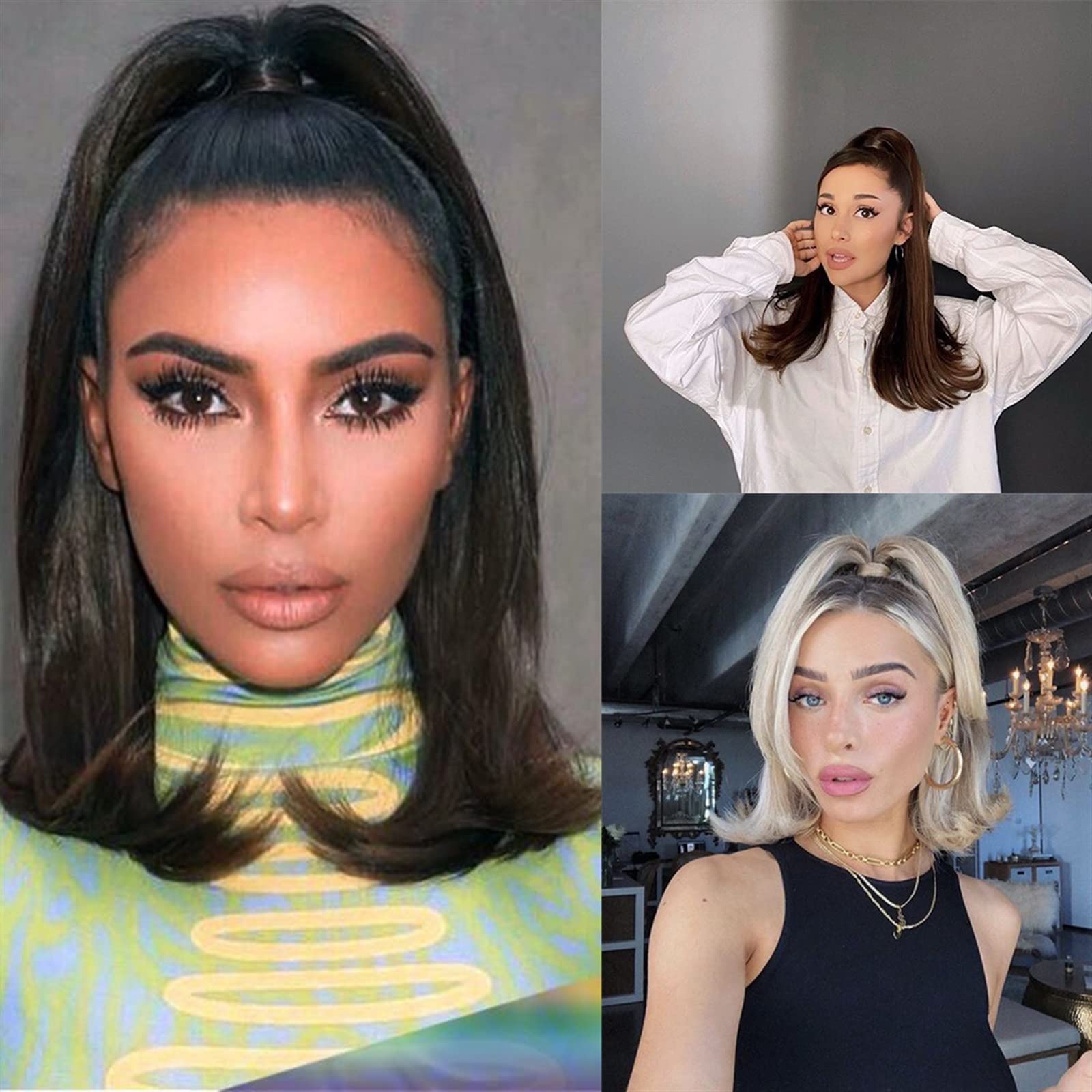 Przedłużenie kucyka Bounce Wraparound Kawałki włosów w koński ogon Proste doczepiane włosy z grzebieniem Warp Ponytails dla kobiet Syntetyczny Fryzura z kucykiem (Color : 60, Size : 18inches)
