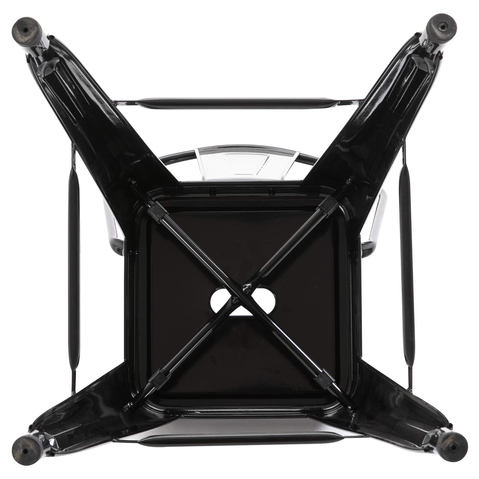 HOMCOM Lot de 4 tabourets de Bar Empilable Chaise de Bar Industriel avec Dossier Repose-Pied Hauteur d'Assise 76 cm métal Noir