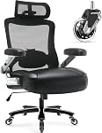 Big and Tall Office Chair 600lbs with 3D Flip Arms- Heavy Duty Executive Computer Chair with Lumbar Support&Headrest, Ergonomic Mesh High Back Desk Chair Plus Size Chair for Adults, Extra Wide Seat