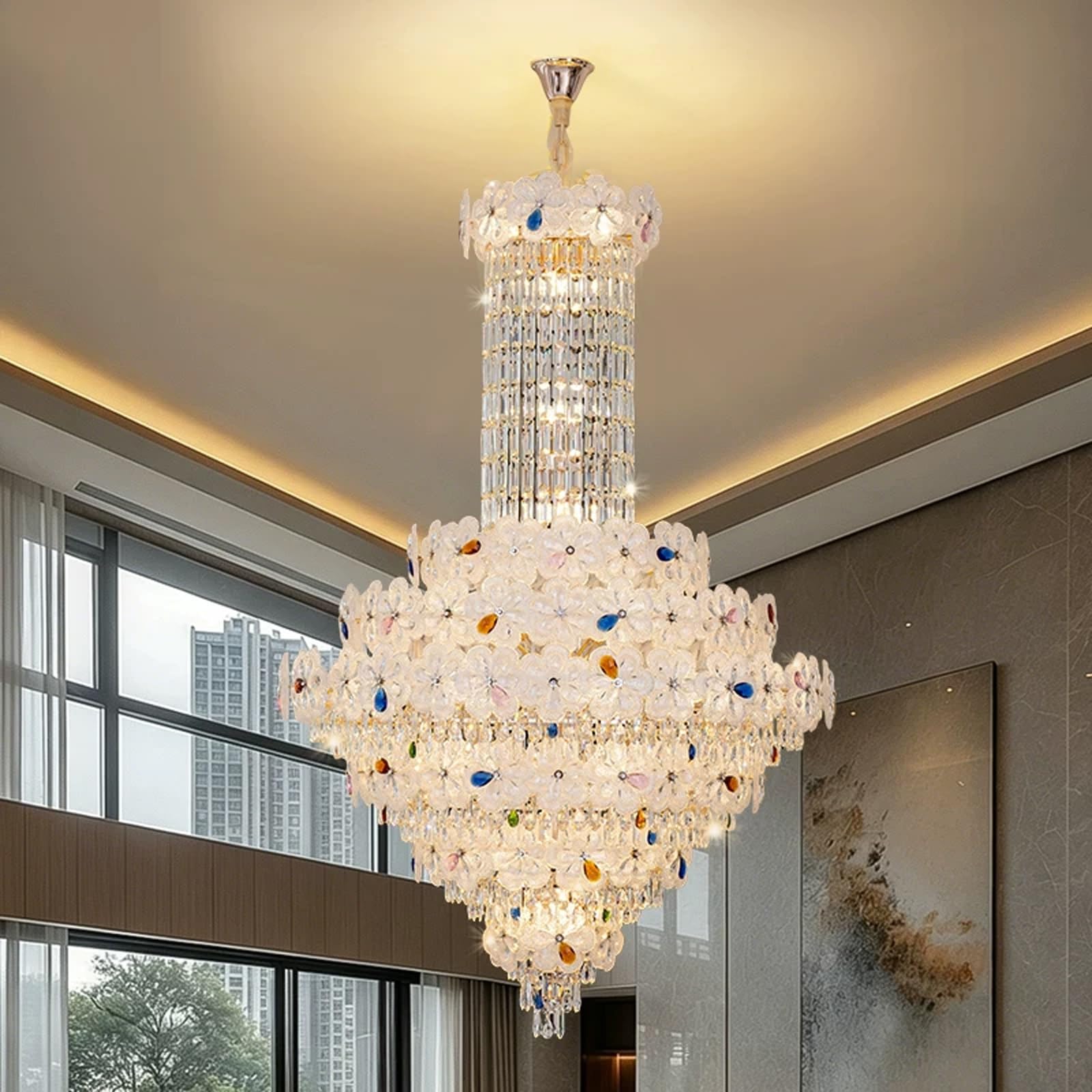 Lampadario Vetro Sospeso, Grande Lampadario Cristallo Stile Francese