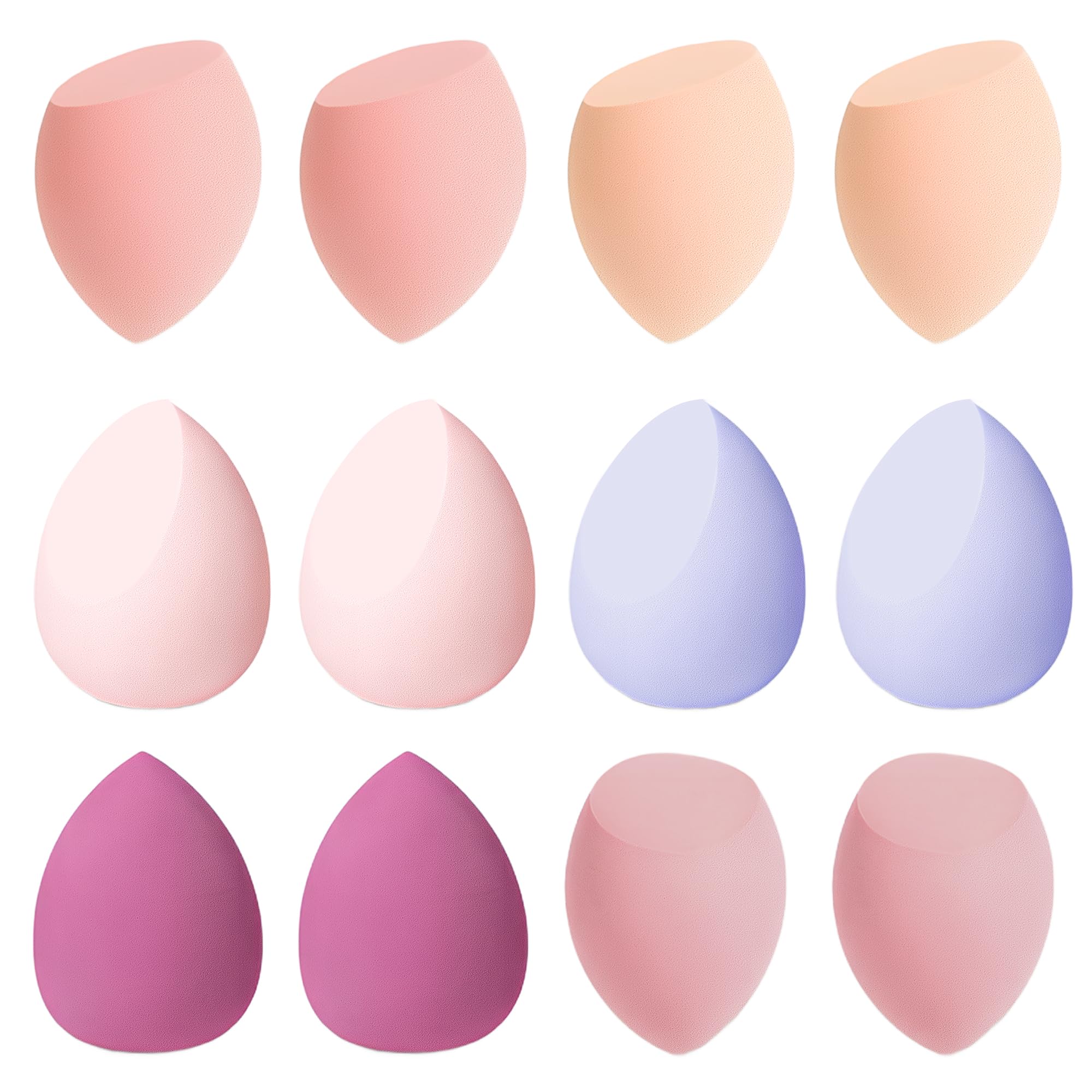 vonsera 12 Stück Make up Schwamm, Make-up Blender Schwämme, 3 Formen Beauty Make-up Schwämmchen für Nass- & Trocken-Foundation, Makeup Sponge Set für Puder-Foundation, Concealer & BB Cream