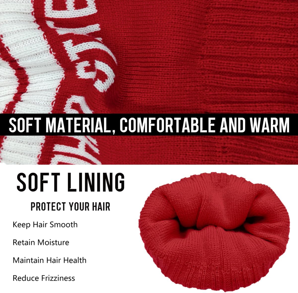 Beanie Knit Hat with Pom Winter Cuffed Cap Sport Fans Gift for Men Women - Image 4