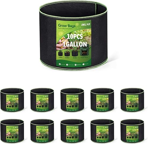 Delxo Paquete de 20 bolsas de cultivo de 1 galón, bolsa de plantación de jardín con asas, macetas de tela no tejida gruesa de 10.58 oz para frutas,