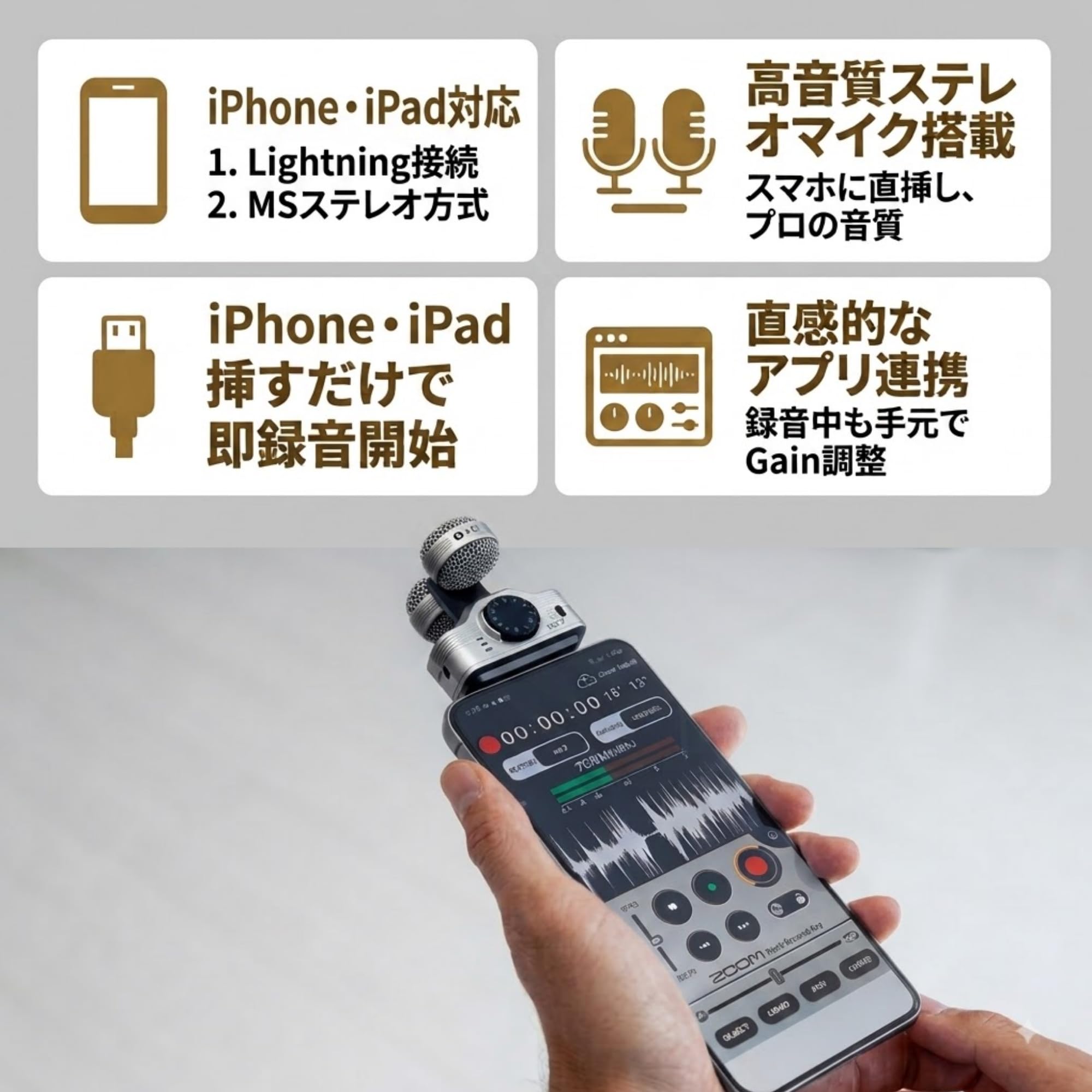 Amazon.co.jp: 【セット商品】ZOOM iQ7 iphone用外付けマイク MS
