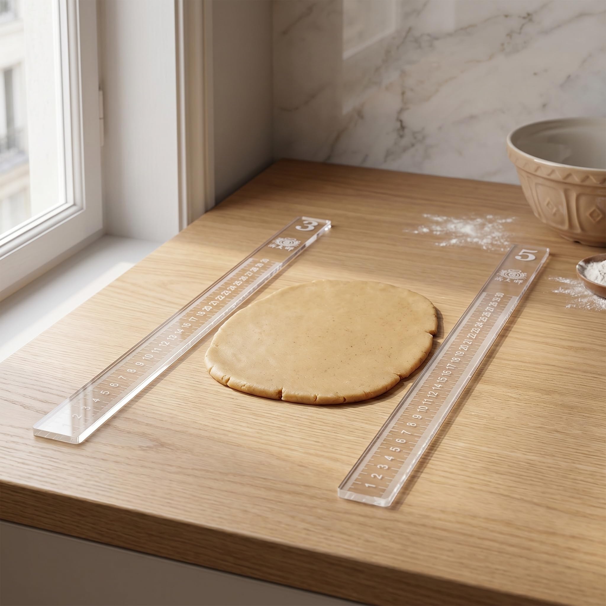 Homoyoyo Règle Pâtisserie En Acrylique Transparente 2 Pièces 3Mm Et 5Mm Pour ÉPaisseur Uniforme De PâTe Et Biscuits Facile À Utiliser Et Nettoyer