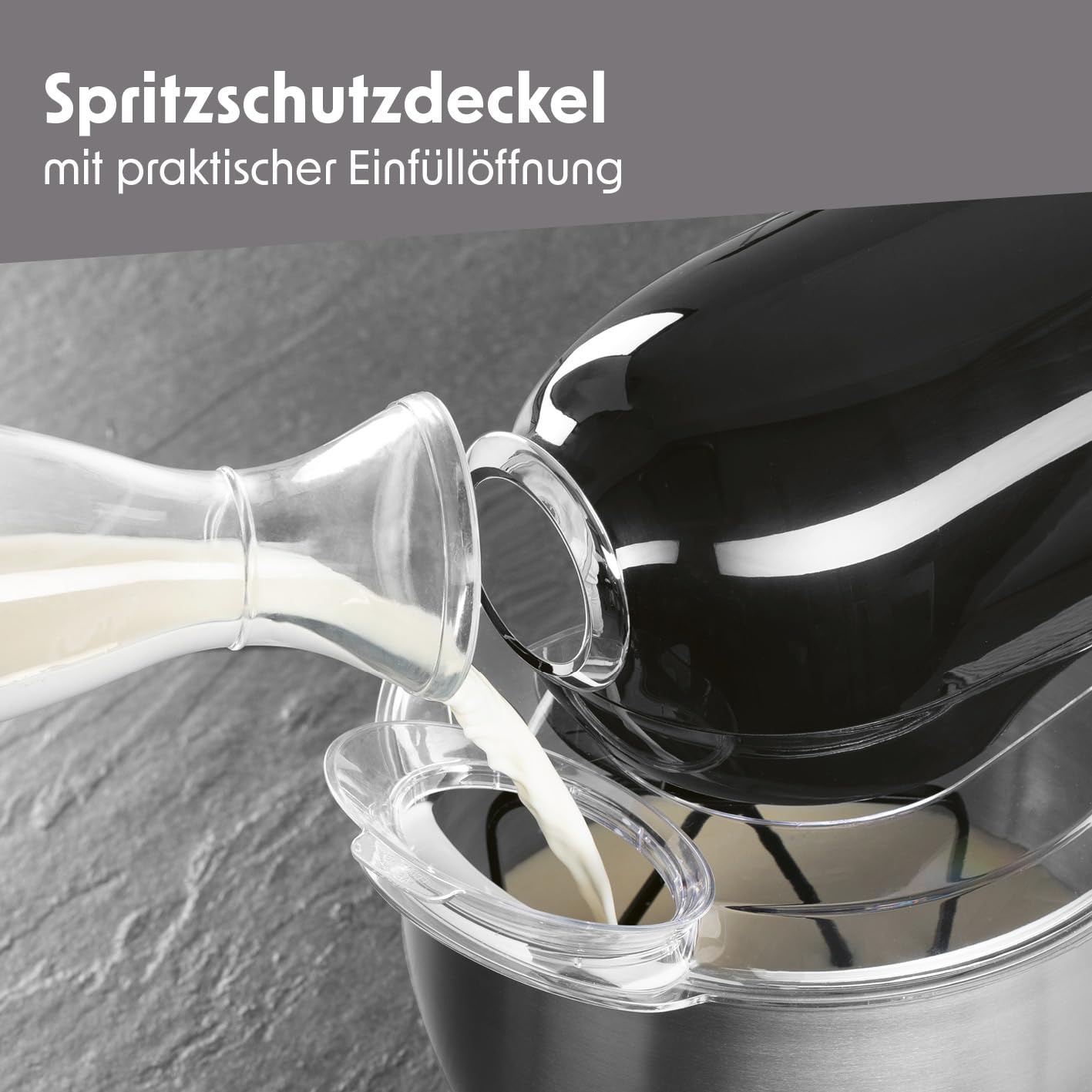 GOURMETmaxx Küchenmaschine & Rührgerät | Multifunktionale Küchenhilfe inkl. Rührschüssel und Aufsätze | Leistungsstarker Mixer mit Schneebesen und mehr | Elektrische Knetmaschine [schwarz]