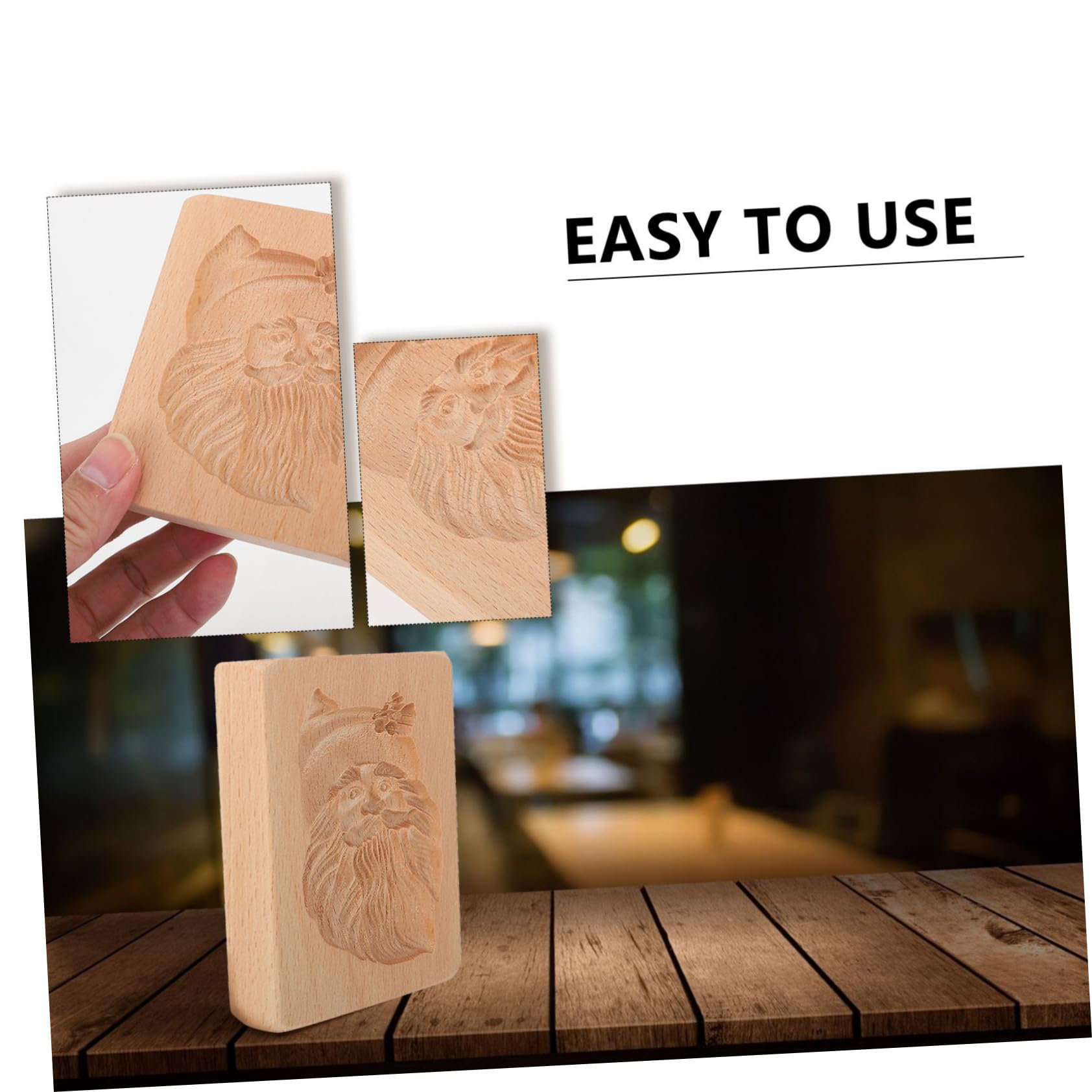 Alipis 3 Piezas cortador de galletas de madera hombre relleno de gelatina Día festivo fondant casa cortadores de galletas navideñas molde para hornear de navidad Baking Accessory