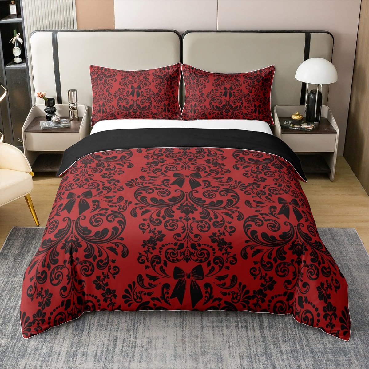 Parure de lit 240 x 260 brocart vintage Homewish avec housse de couette