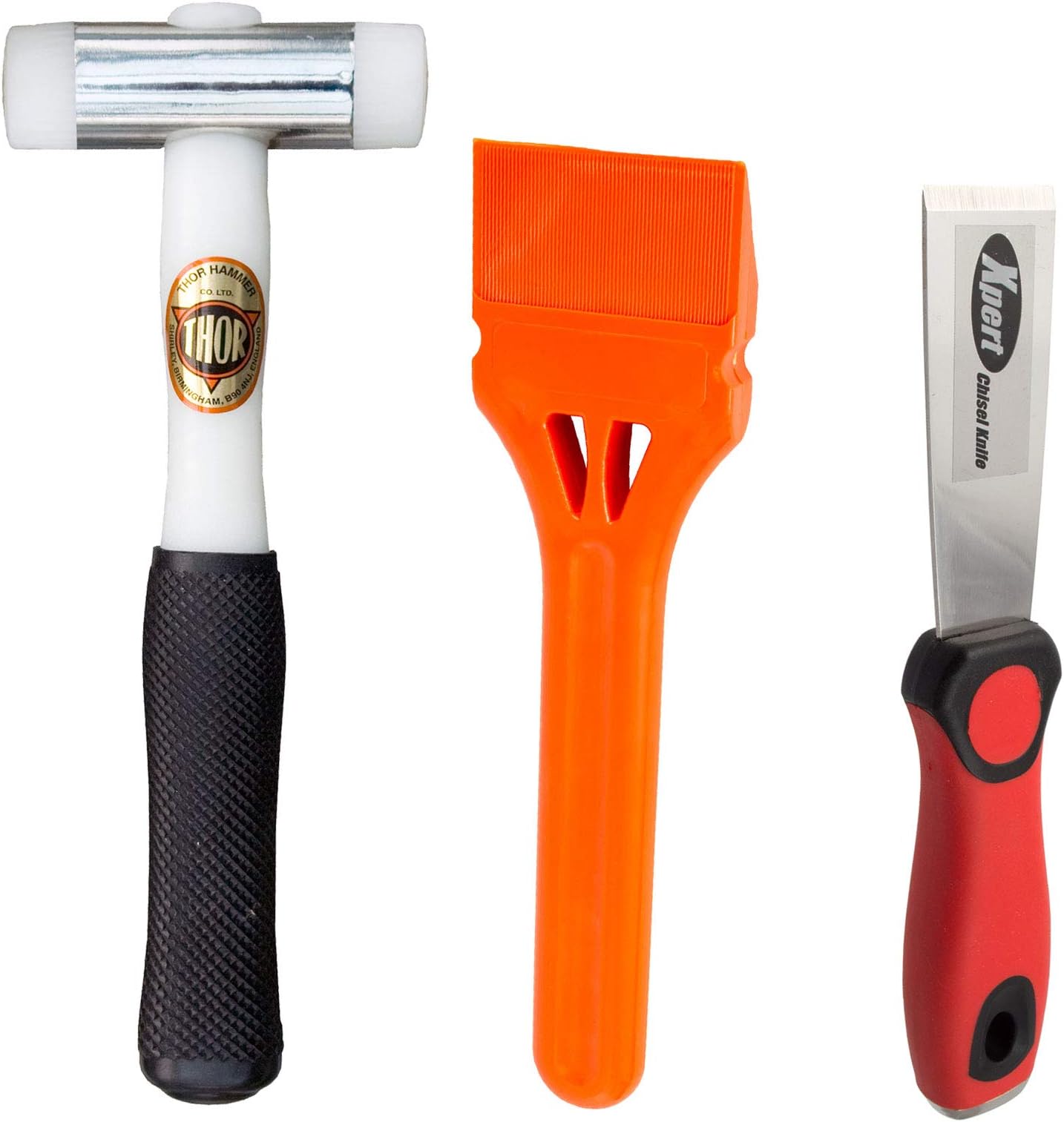 Window Glazing Tool Kit Bundle with Thor 710 Nylon Hammer, JCP Glazing Paddle and Xpert Chisel (3 Items)