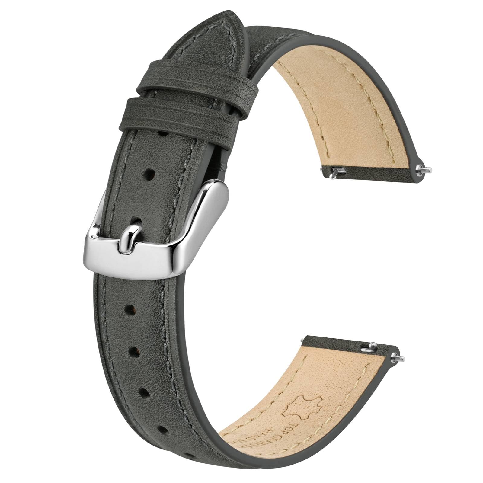 BISONSTRAP Eleganti Cinturino per Orologi in Pelle, Sgancio Rapido, Cinturino da Donna e da Uomo, Compatibili con Anse dell'orologio da 12mm 14mm 15mm 16mm 18mm 20mm