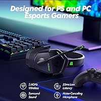 Vista 10 de NUBWO G06 - Audífonos inalámbricos para videojuegos con micrófono para PS5, PS4, PC, Mac, 3-en-1, inalámbricos 2.4GHz para PlayStation, modo Naranja