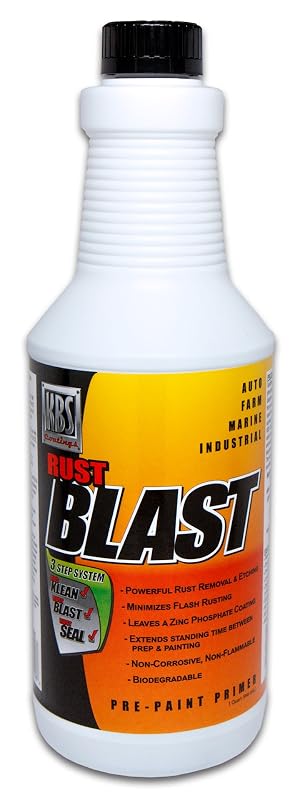 Removedor de ferrugem e pré-primer com fosfato de zinco KBS Coatings RustBlast 3400, frasco de 946 mL