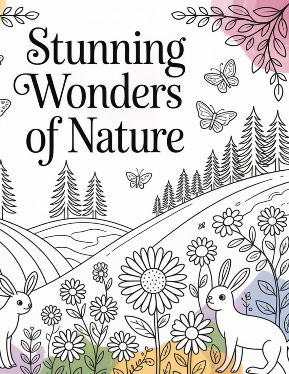Stunning Wonders of Nature: A Relaxing Coloring Book for Kids and Adults