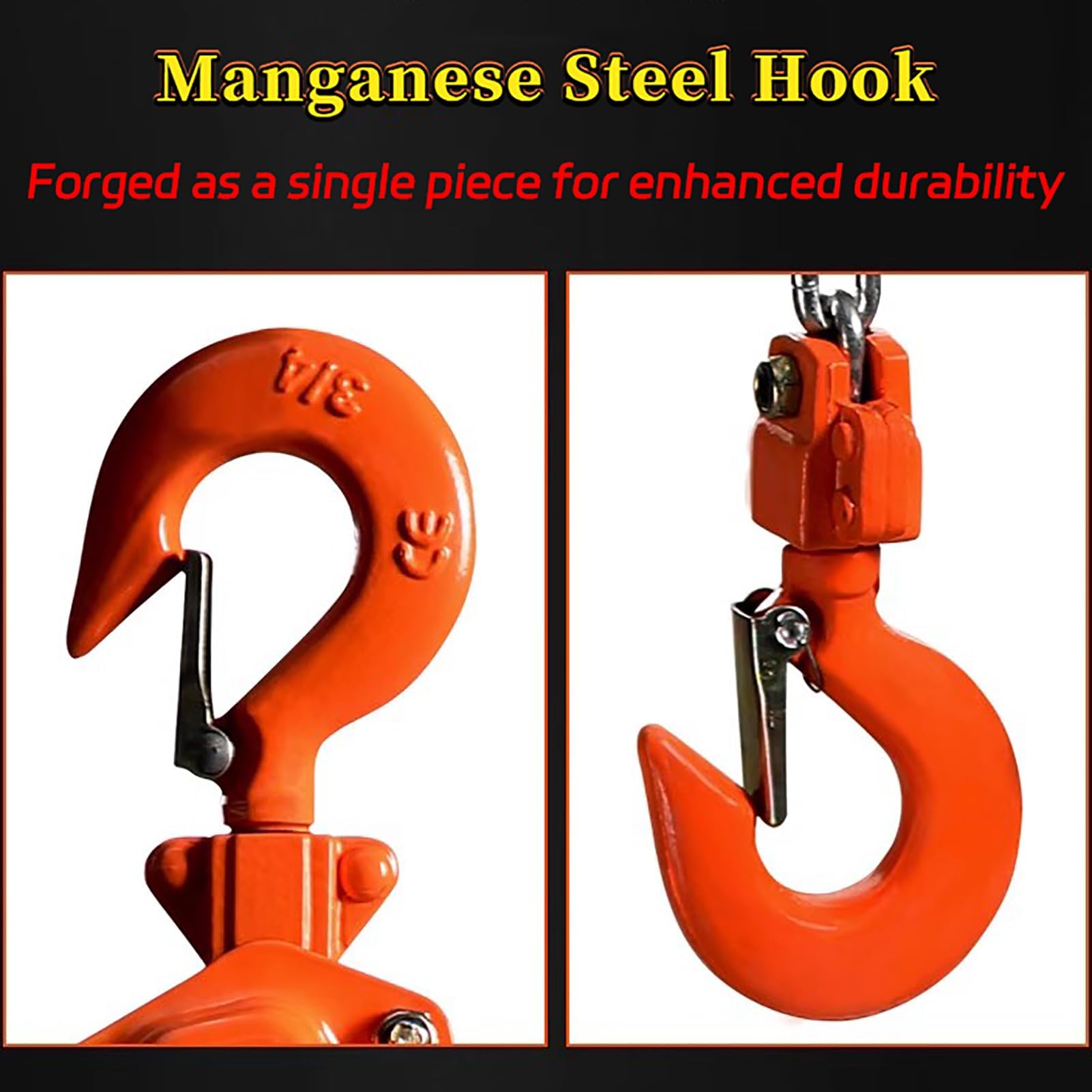 1T Sollevatore manuale a catena con gancio girevole, puleggia di sollevamento a blocco, strumenti di sollevamento, per costruzione, magazzino e garage, 1 T, 1,5 m