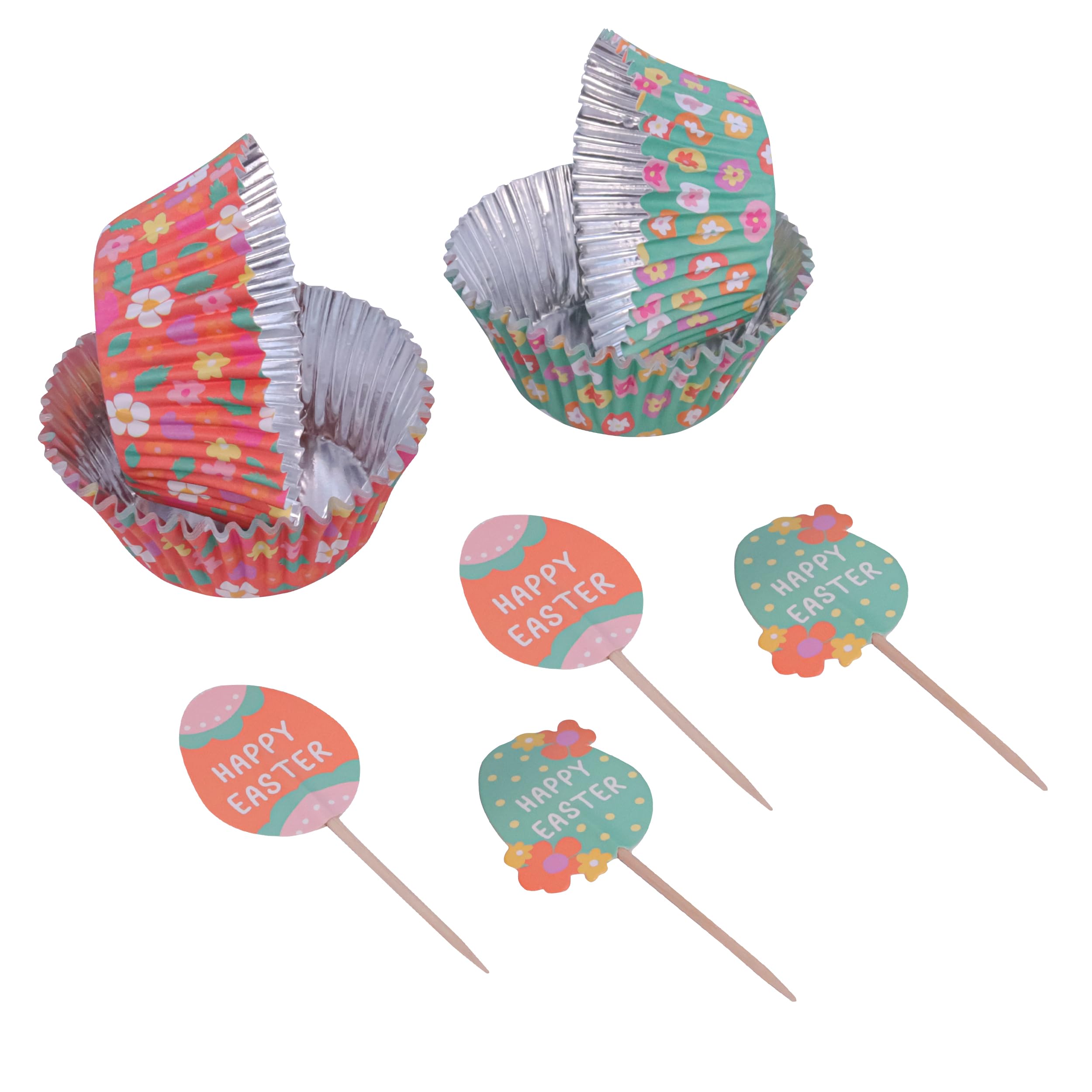 300 Pirottini Pasquali Per Cupcake - 6 Stili Con Coniglietti, Uova E Pulcini | Decorazioni Per Torte E Dessert - Foto 2