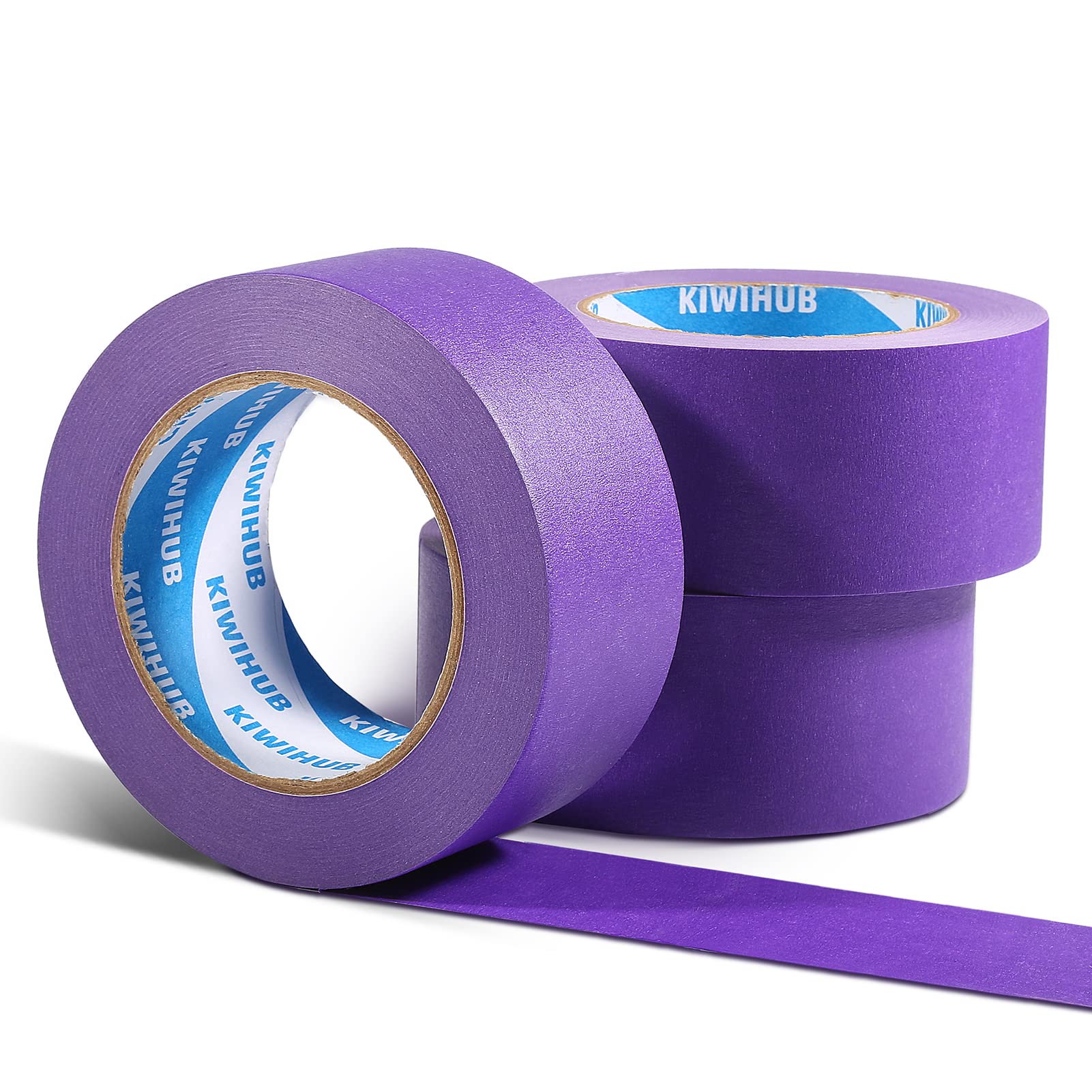 KIWIHUB Purple Painters Tape,2 inch x 60 Yards x 3 Rolls (180 Yards Total) - Medium Adhesive Masking Tape for Painting,Labeling,DIY Crafting,
