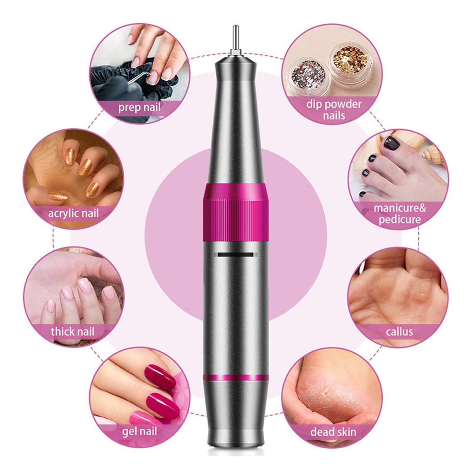 Lima Unghie Elettrico, Ricaricabile 35000 RPM Nail Drill Rig Display LCD HD, Nail Master Nail Art, Fresatrice portatile for trapano for unghie, Kit testa di molatura(Szary)