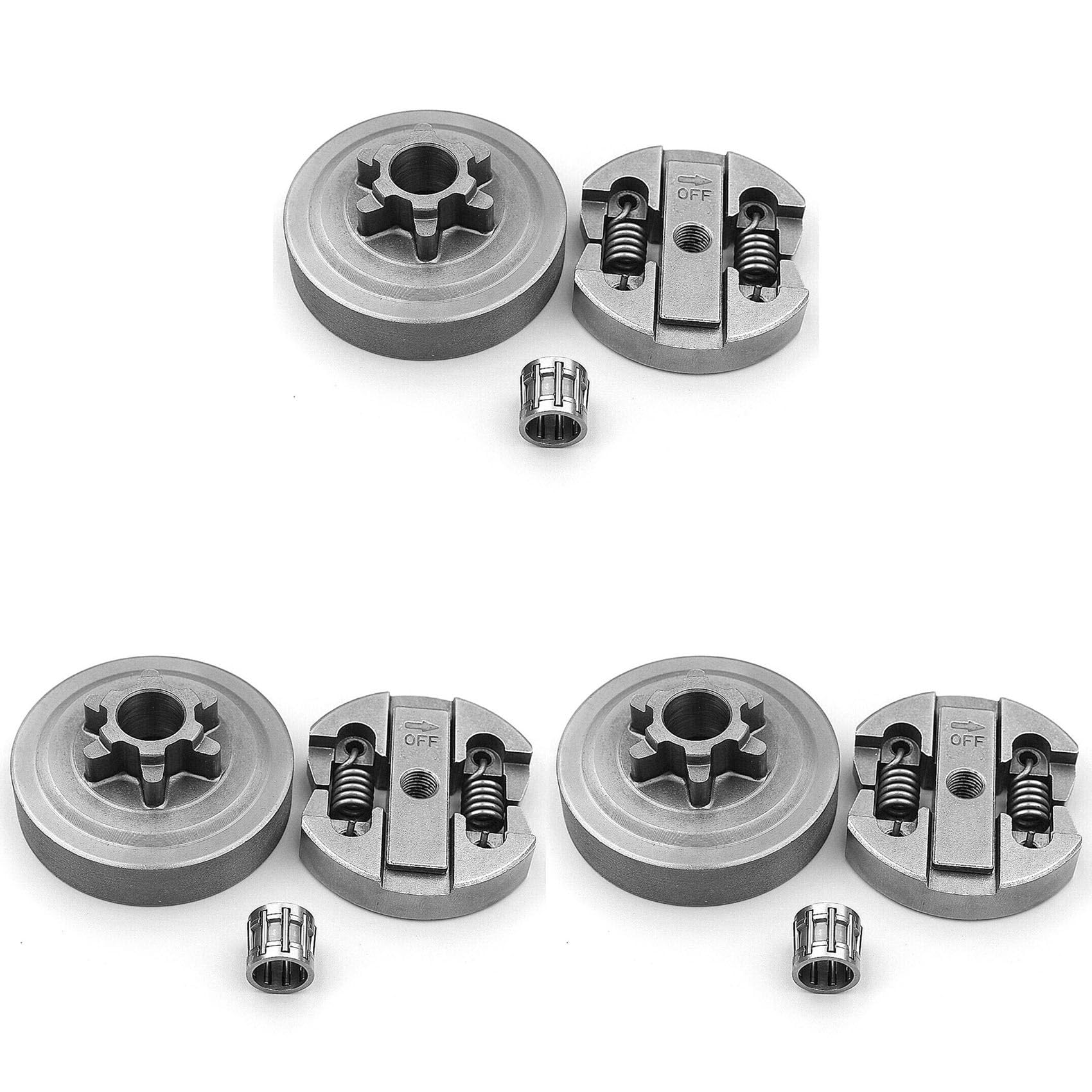 Ctrlzs 3X Clutch & Clutch Drum & Needle Bearing Fit For Chinese Chainsaw 2500 25Cc