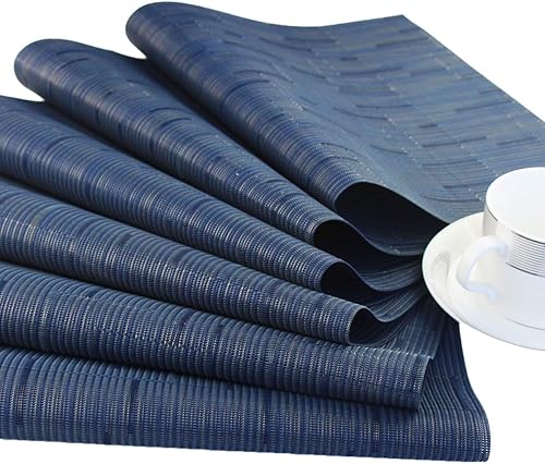 Miniatura 18 de PIGCHCY Juego de 6 manteles individuales beige de vinilo PVC duraderos para mesa de comedor, manteles individuales resistentes al calor, Beige -