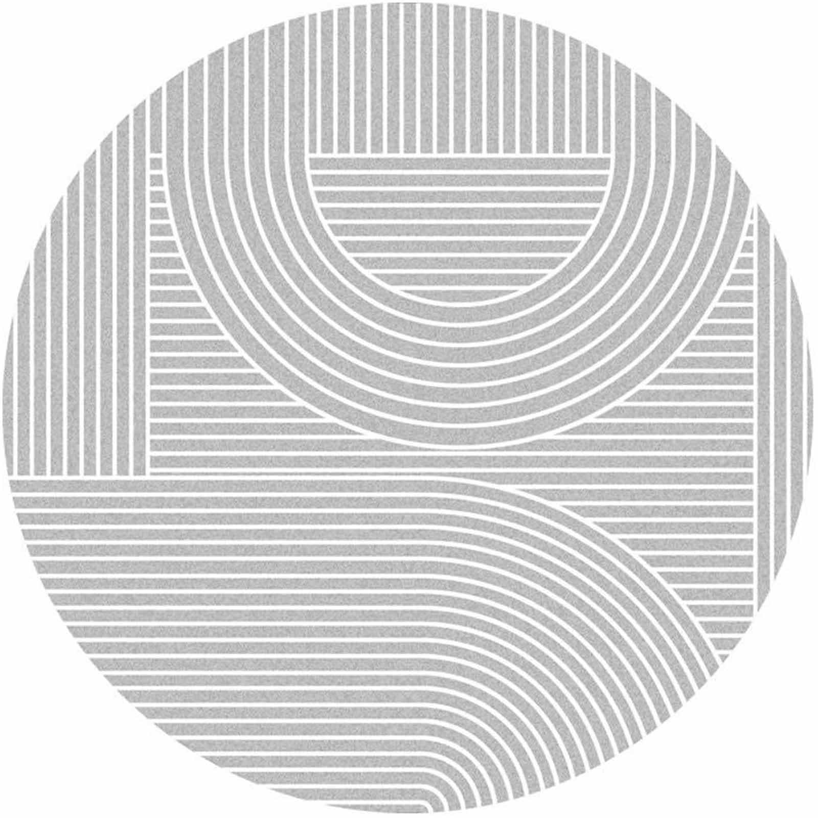 Tapis circulaires pour salon gris et blanc faciles à nettoyer en grand format