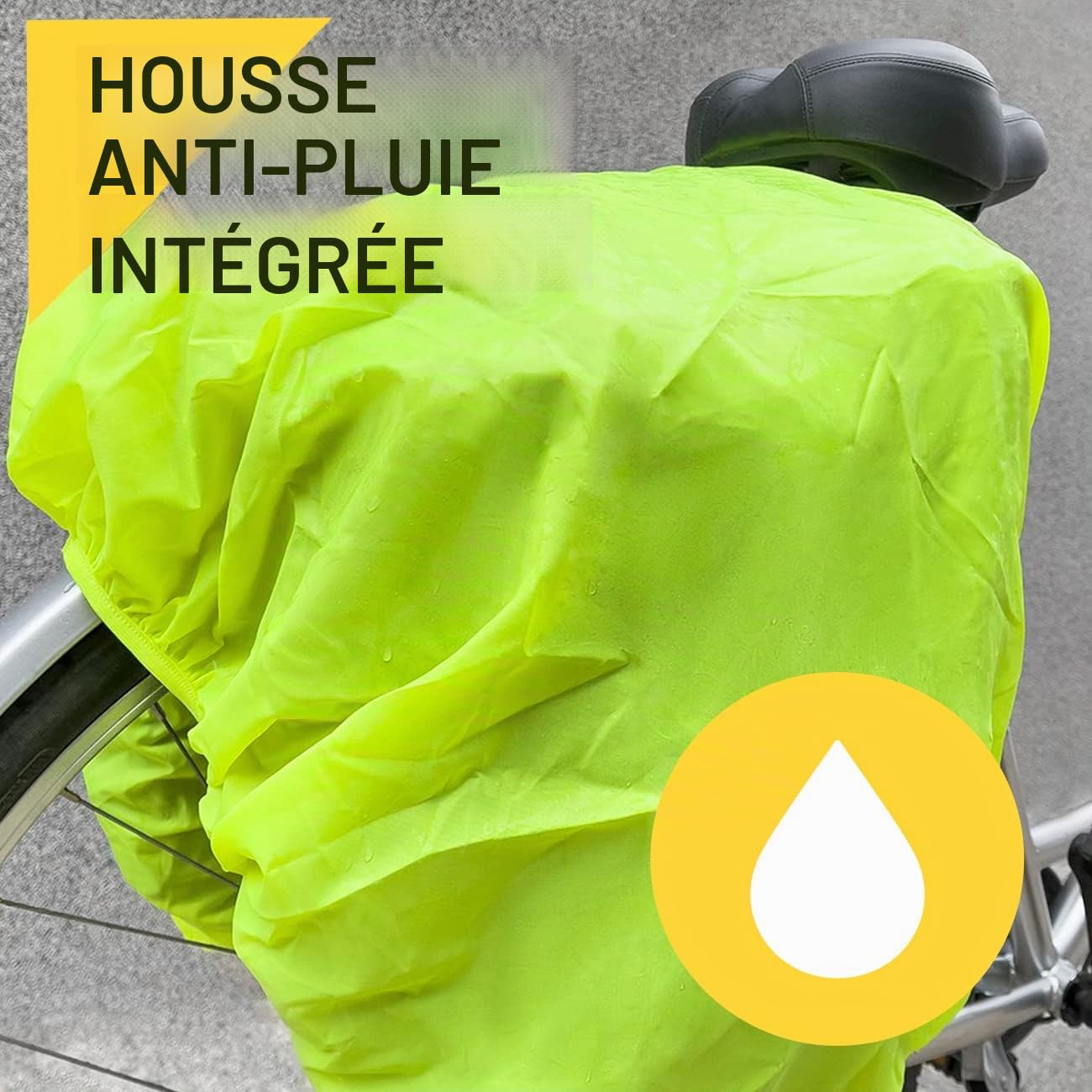 WOZINSKY Sacoche de vélo porte-bagages, Sac de voyage, étanche, Sac pour ebike, VTT, vélo de route, Bike Bag, Sac de vélo 60 L avec housse imperméable, Noir