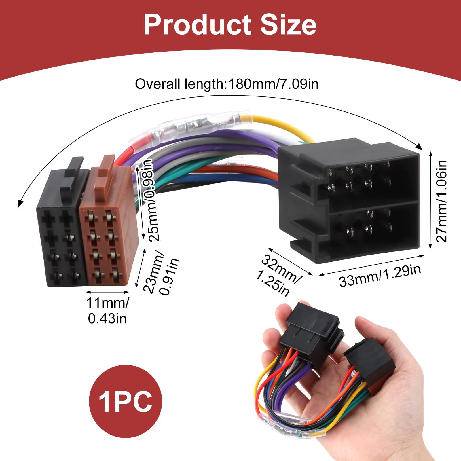 RED WOLF Adattatore connettore per cablaggio ISO a 16 pin per autoradio Kenwood/JVC KDC KRC KD Installare Aftermarket Stereo Cable Adapter Plug