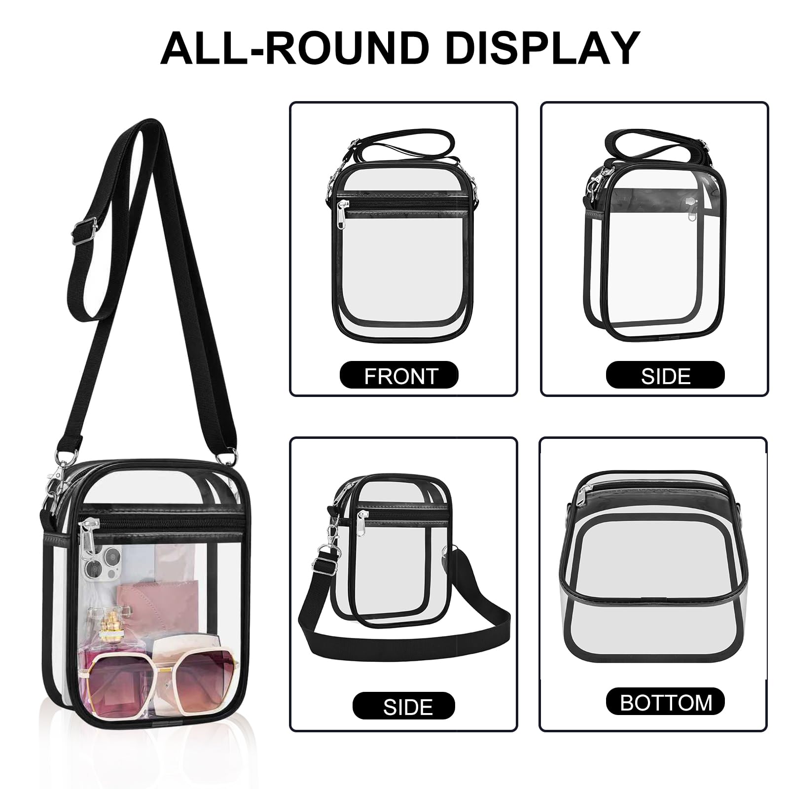 Transparente Tasche für Stadionveranstaltungen, kleine Damengeldbörse