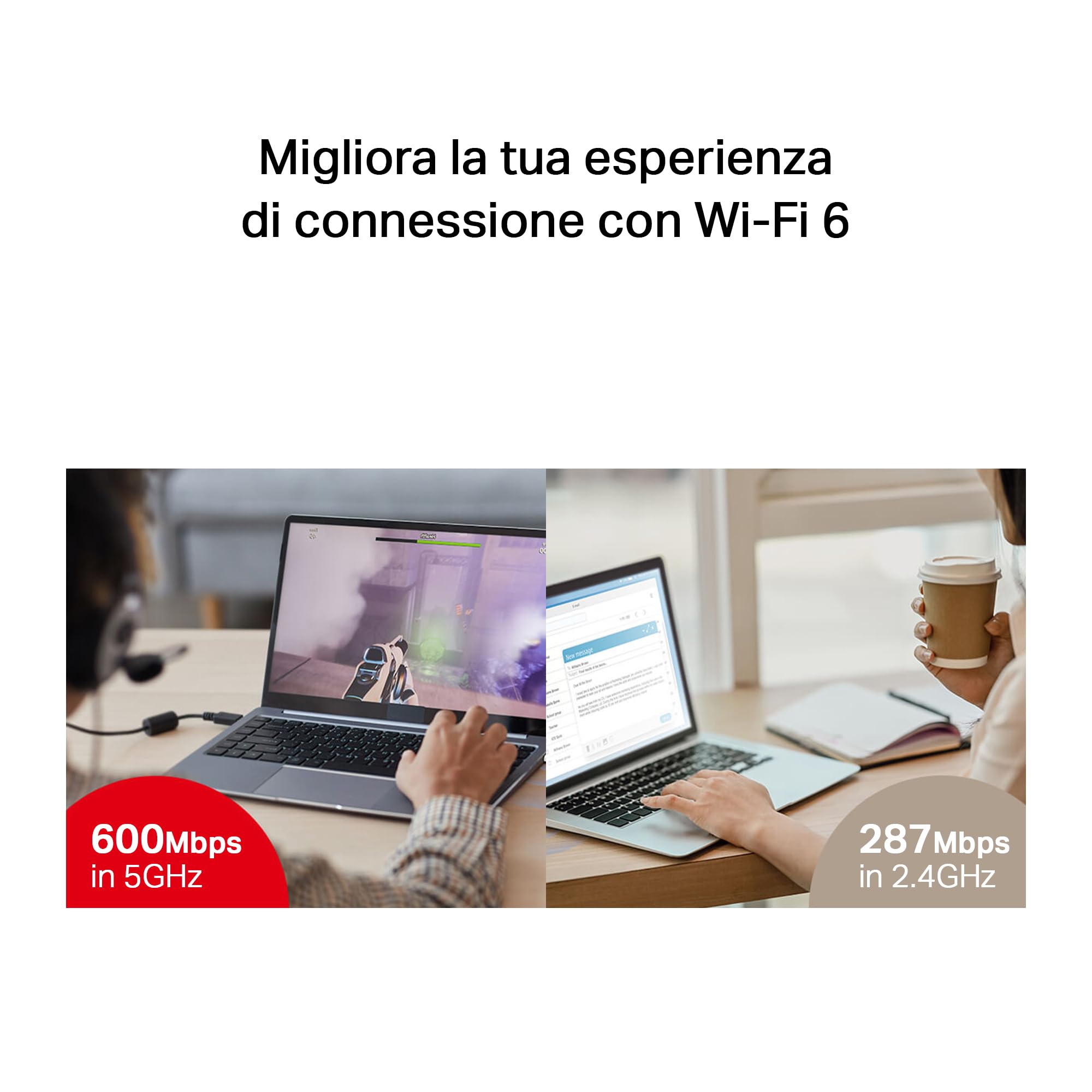 Mercusys TP-Link MA60XNB AX900 WiFi 6 USB, Bluetooth 5.3, Chiavetta WiFi per PC Fisso, Dual Band 5GHz 600Mbps + 2.4 GHz 287 Mbps, Supporta Windows 11/10, Design Nano, MU-MIMO, OFDMA, WPA3