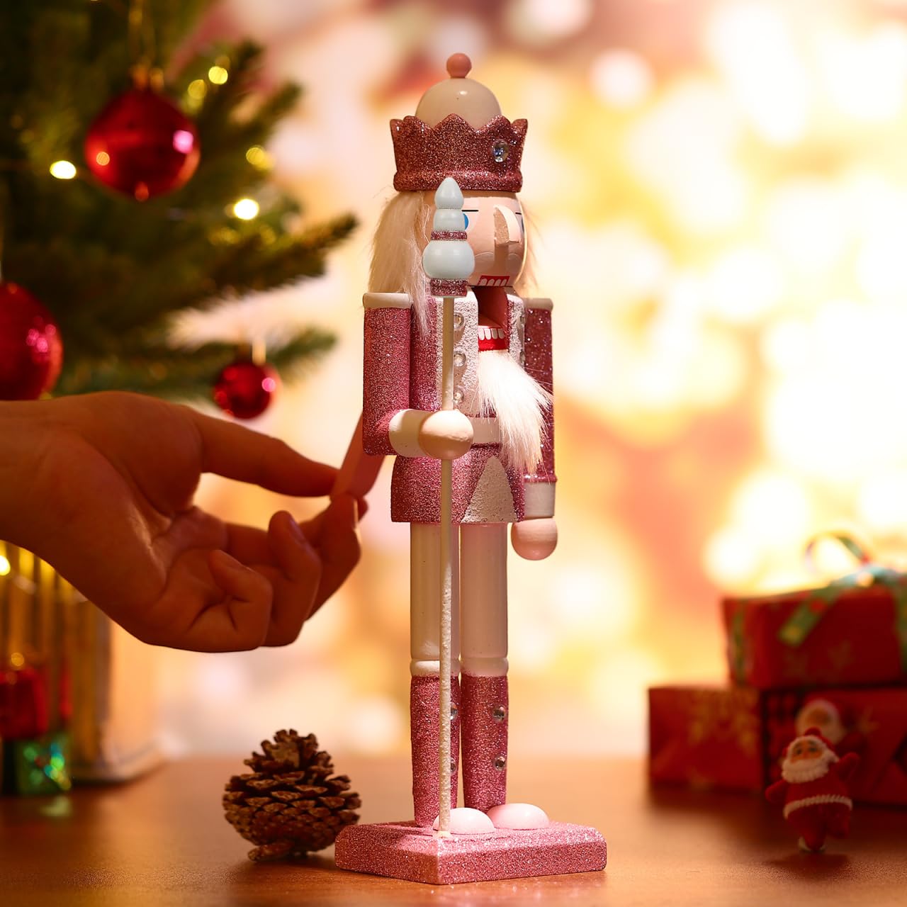 POPETPOP Weihnachten Nussknacker Soldat Figur Dekorationen: Holz Weihnachten Nussknacker - Mini Soldat Figuren für Tisch Arbeitsplatte Kamin Fensterbank