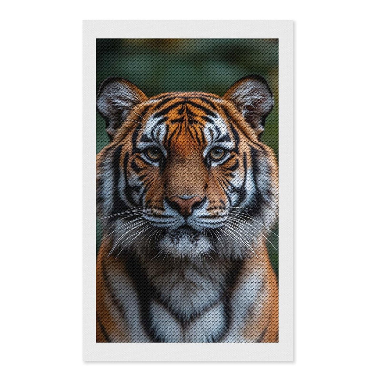 Junmoney Majestic Tiger Portrait(3) Diamond Painting Canvas Kit 12"x20", Round Gems, Living Room Decor, Seasonal Gift Choice, Modern Decor