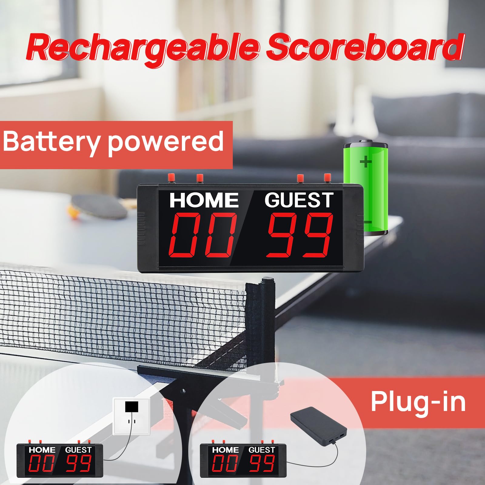 LED Scoreboard With Tripod & Remote - Digital Score Keeper For Basketball, Tennis, Cornhole, Volleyball & More