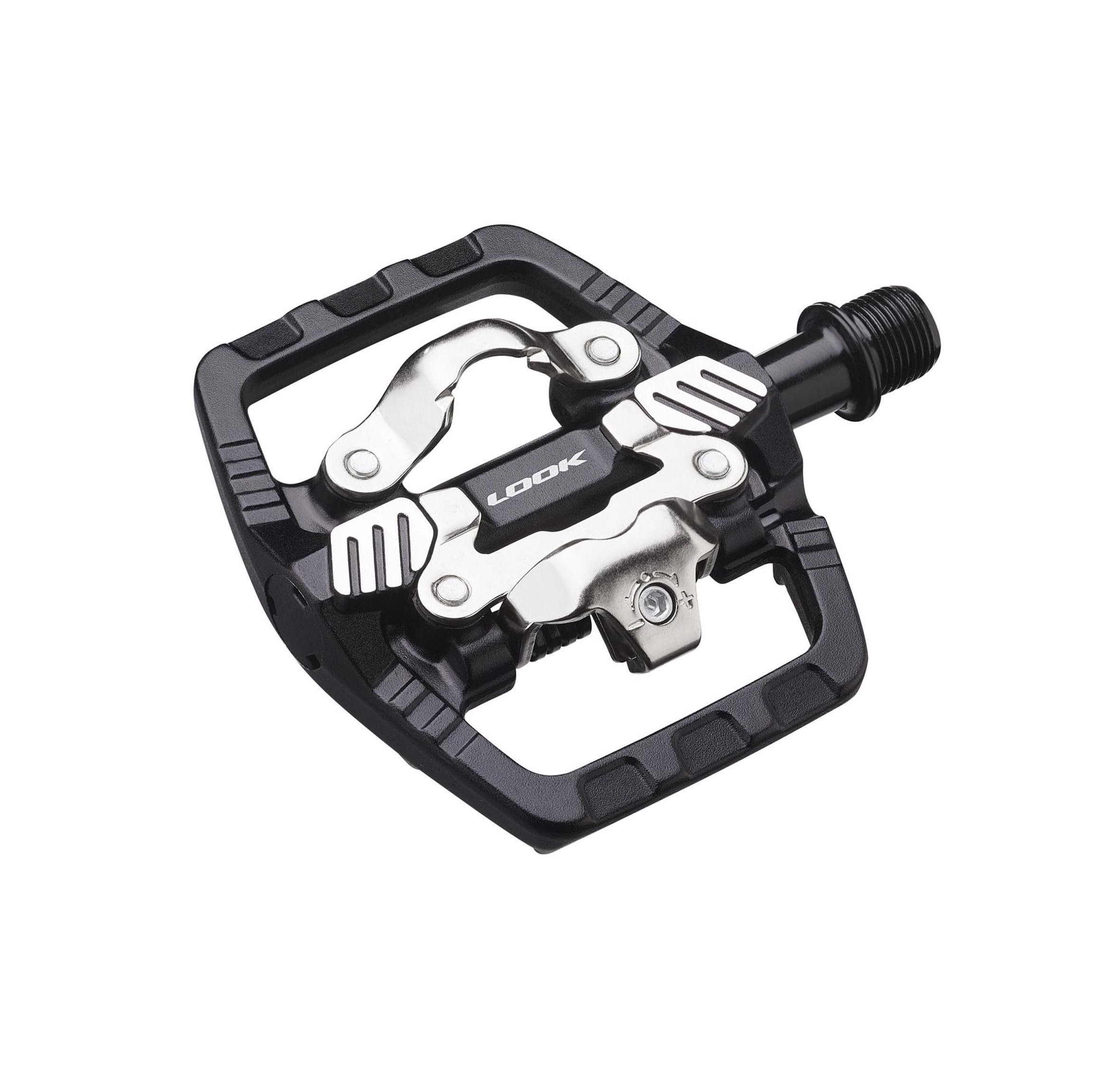 LOOK X-Venture+ Gravel/MTB Hybrid Pedals, Flat Side and SPD Compatible Side - Aluminium Body - Chromoly+ Axle - Black