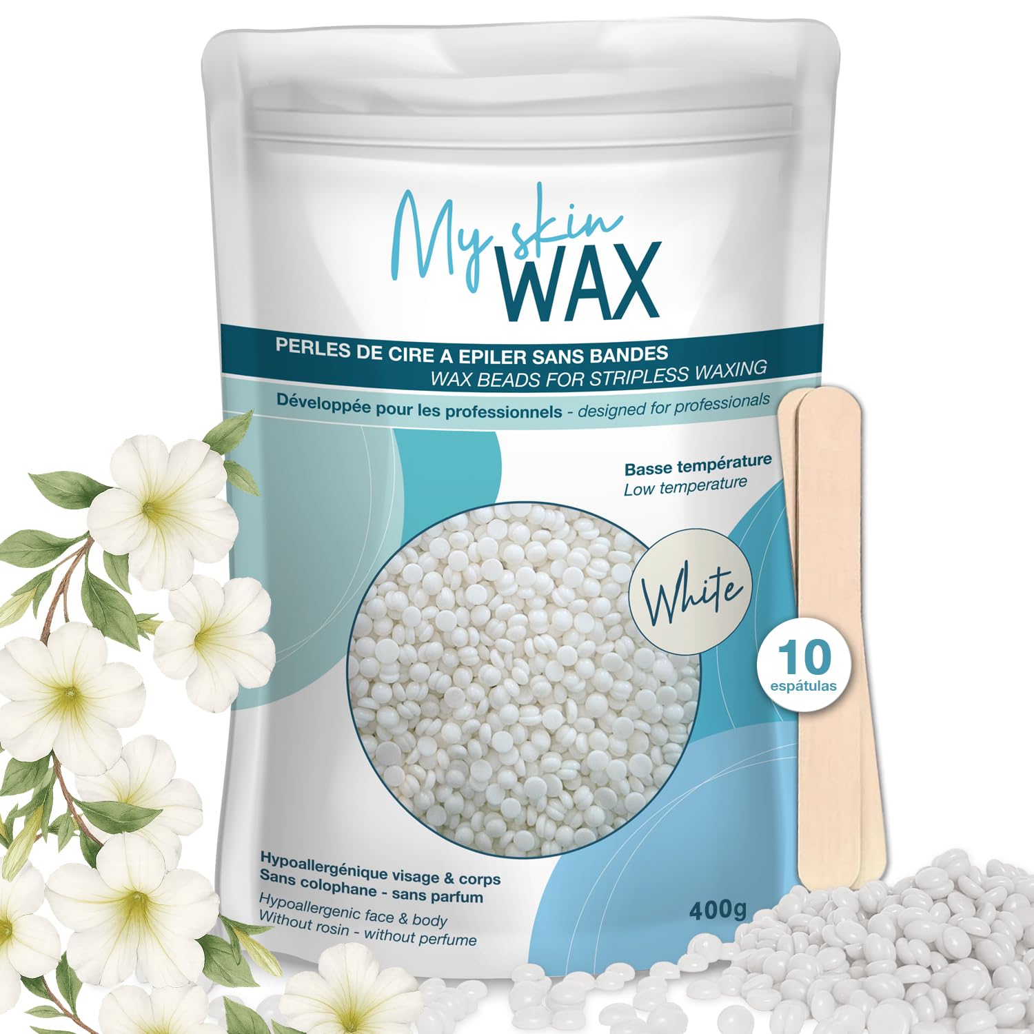 Perlas de Cera para Depilación Sin Bandas 400g, Hipoalergénico, Depilatoria Indolora Sin Enrojecimiento, Especial Para Pieles Sensibles Hombre Mujer, Depilar Facial, Brasileño,Rosa — view 7