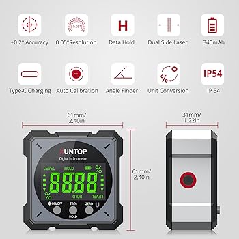 【UDO⭐︎】 XUNTOP USB Charging Digital Angle Finder with Laser (Level 2