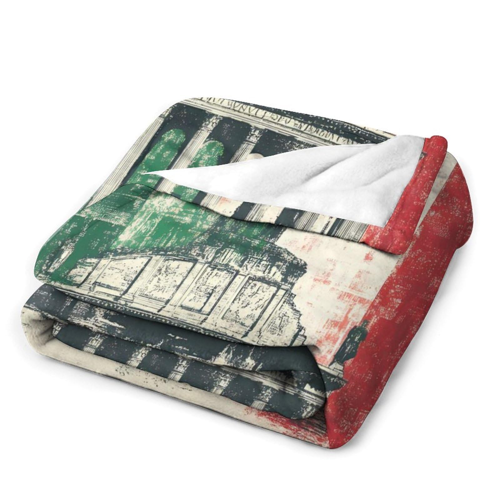 Coperta morbida in flanella con bandiera italiana, comoda, da viaggio, leggera, calda coperta in peluche