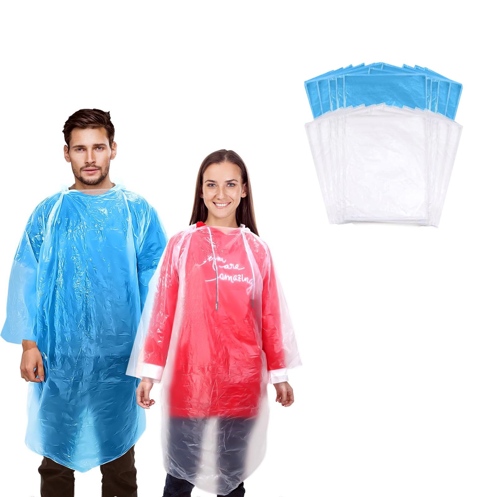 HBSTUDIOAdults Rain Ponchos Bulk,Disposable Rain Ponchos Emergency Ponchos with Hood Waterproof Rain Ponchos Rain Gear for Man Women Traveling Camping Hiking Watching(20pack)