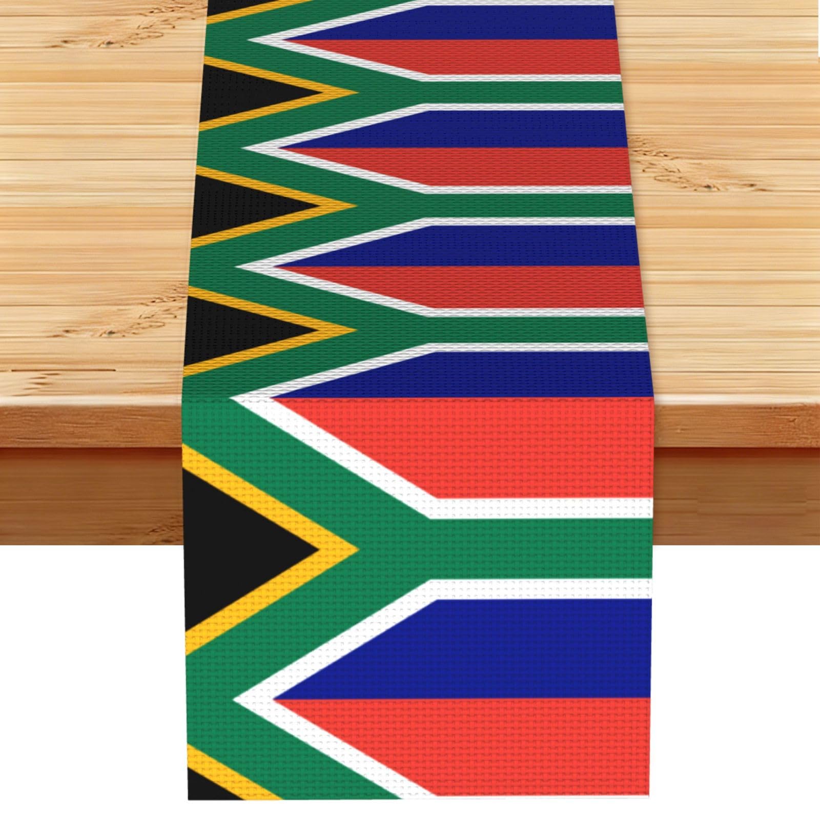 South African flag Linen Look Table Runner 13x72-Wrinkle Resistant Farmhouse Style for Dining Table Decor