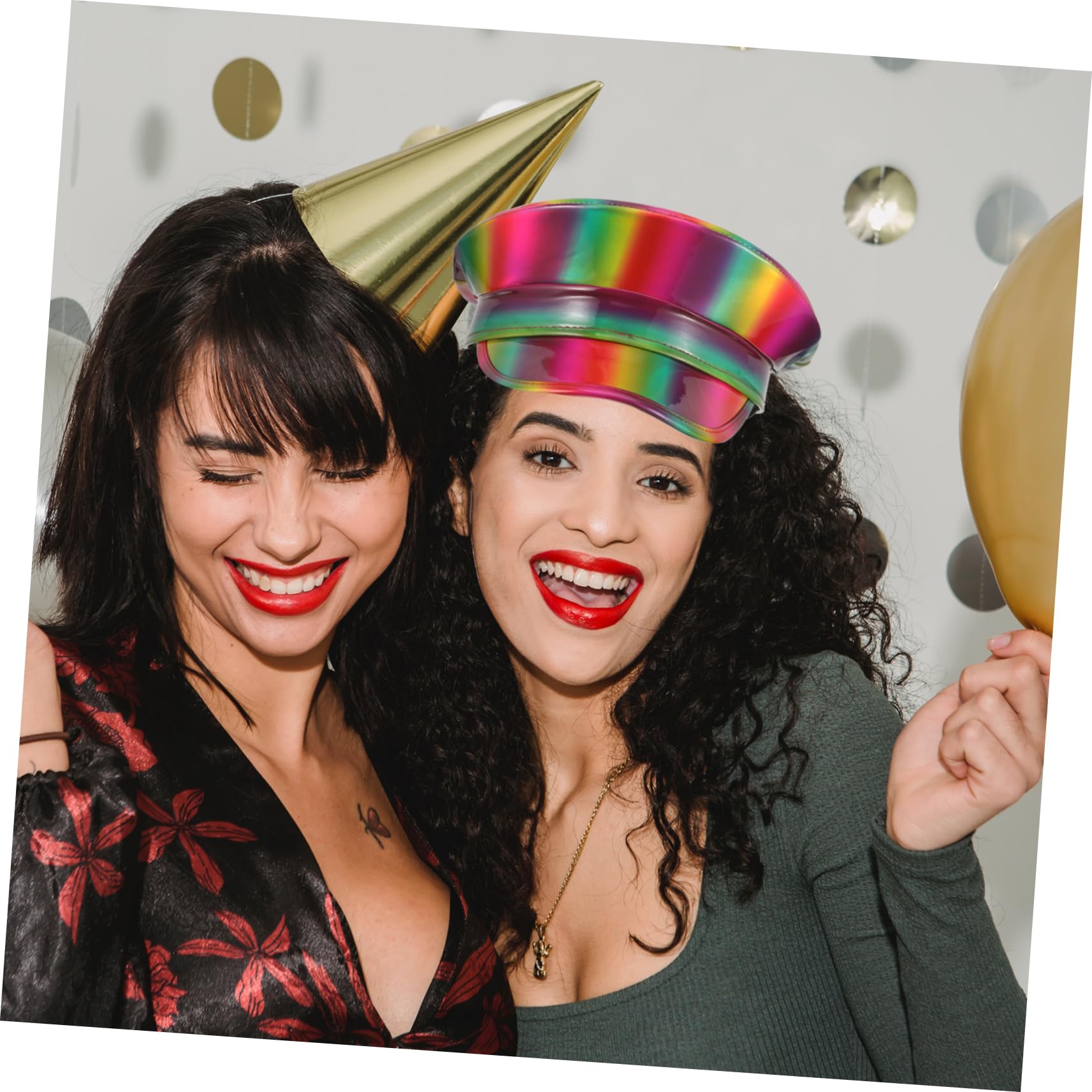 BESTYASH Sombrero De Colorido Para Mujer Gorro De Fiesta Náutica Sombrero De Cuero Brillante Diseño Arcoíris Para Eventos Temáticos y Fotos Festivas