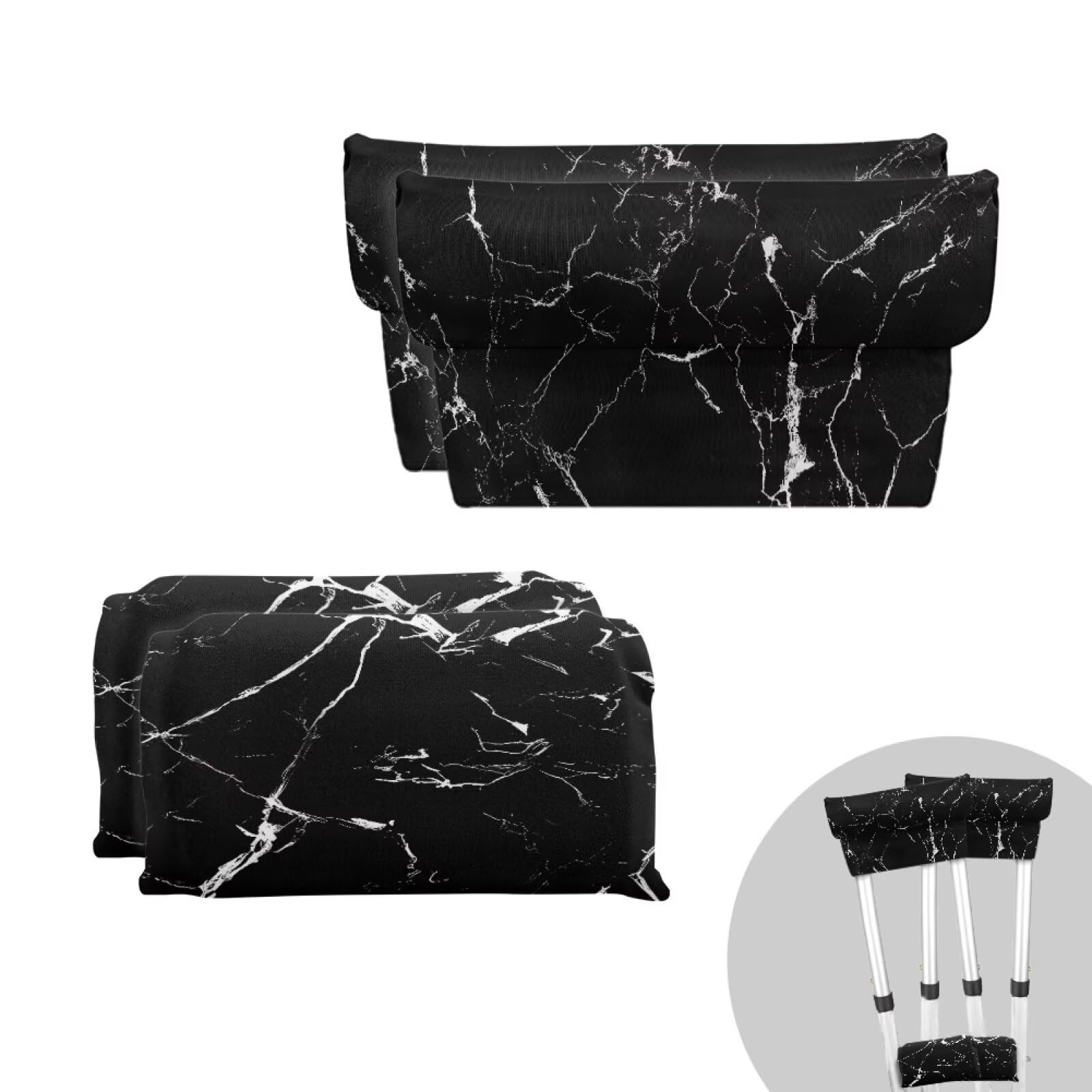 Uorisanigo Crutch Pads Black Marble Pads for Crutches Handles and Underarms Universal Pads for Crutches Crutch Cushions Crutch Armpit Pads