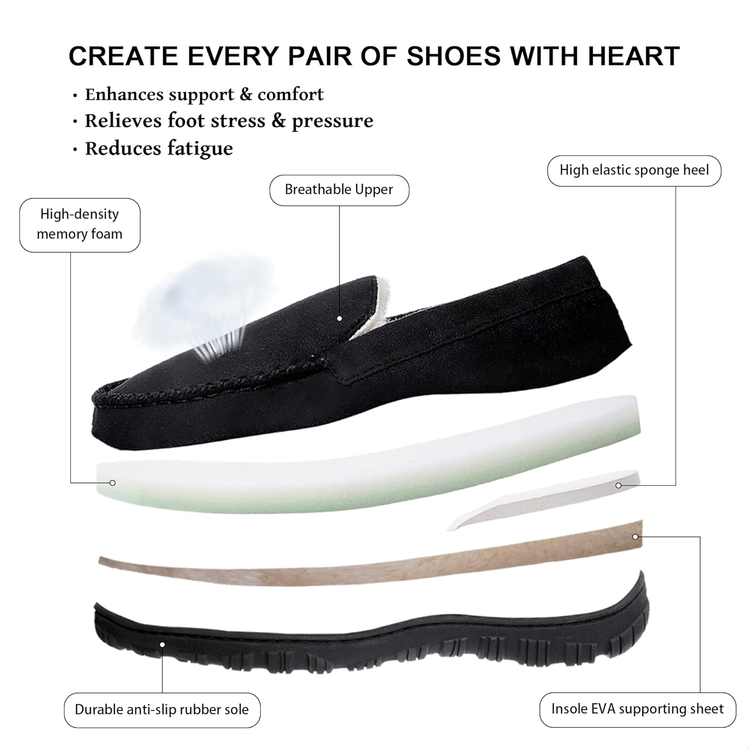 shoeslocker Men's Slippers Indoor Outdoor Warm Soft Plush Memory Foam House Slippers for Men Comfortable Bedroom Moccasin Slipper Non-Slip - Image 4