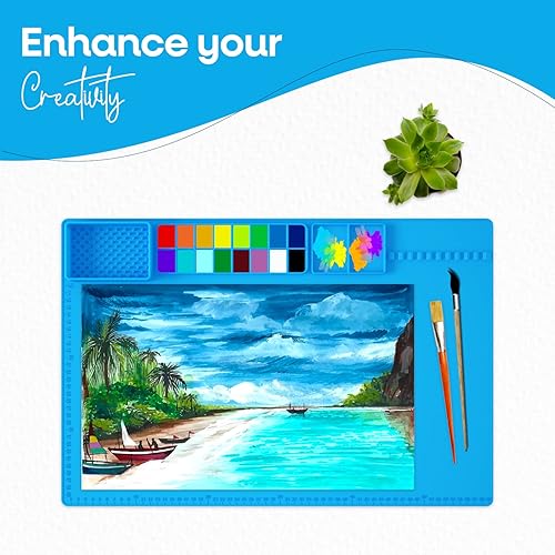 Miniatura 3 de Alfombrillas de silicona grandes para manualidades, tapete de pintura de silicona, tapete de arte de silicona con taza, tapetes de silicona para