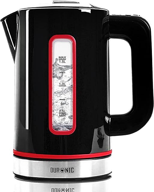 Duronic Electric Kettle EK30 BK | 3KW Variable Temperature Control | BLACK | 1.5L Fast Boil 3000W Eco Kettle | Keep Warm Function | Energy Efficient | Insulated Cool Touch | Cordless 360 Base