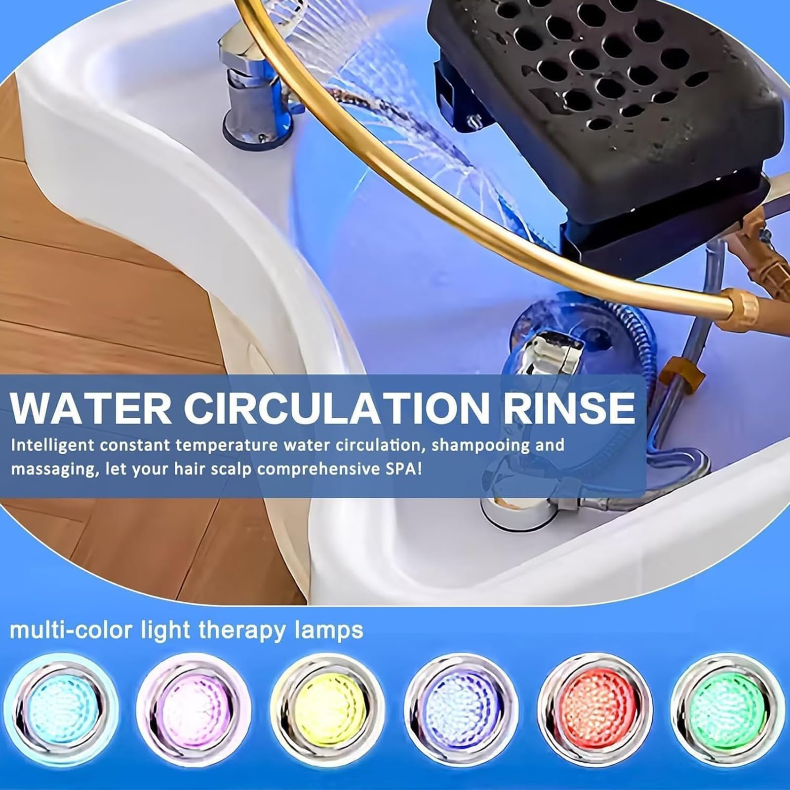 Lavabo de champú portátil con sistema de circulación de agua para lavado de cabello de salón y spa