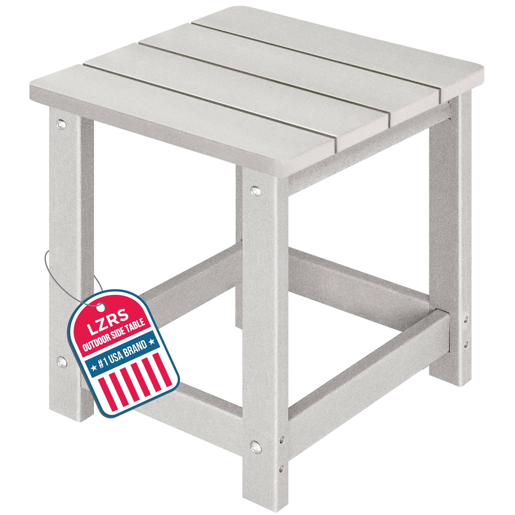LZRS Square Patio Side Table, HDPE, Wood Texture, Sand