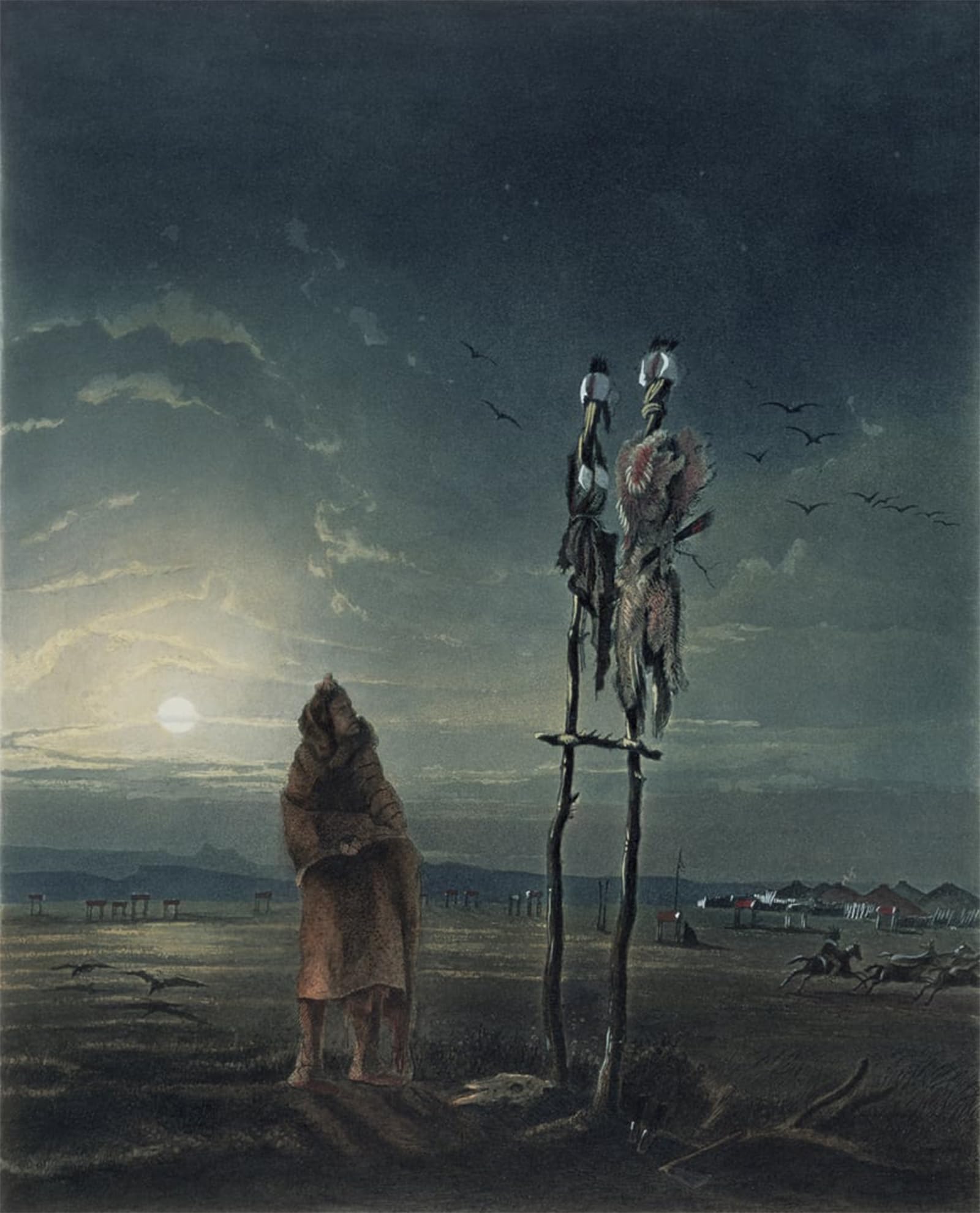 SERENDIPITP Abstract Painting Mural Print Picture Wall Decor Painting Idols of the Mandan Indians by Karl Bodmer Vintage Wall Artwork for Home Decor 60x90cm
