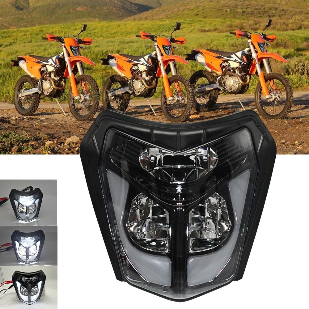 Motocykl Head Light Pasuje do EXC EXCF SX SXF XC XCF XCW XCFW 125 150 250 300 350 400 450 505 525 530LED reflektor DRL Hi Lo Beam Dirt Bike Reflektor