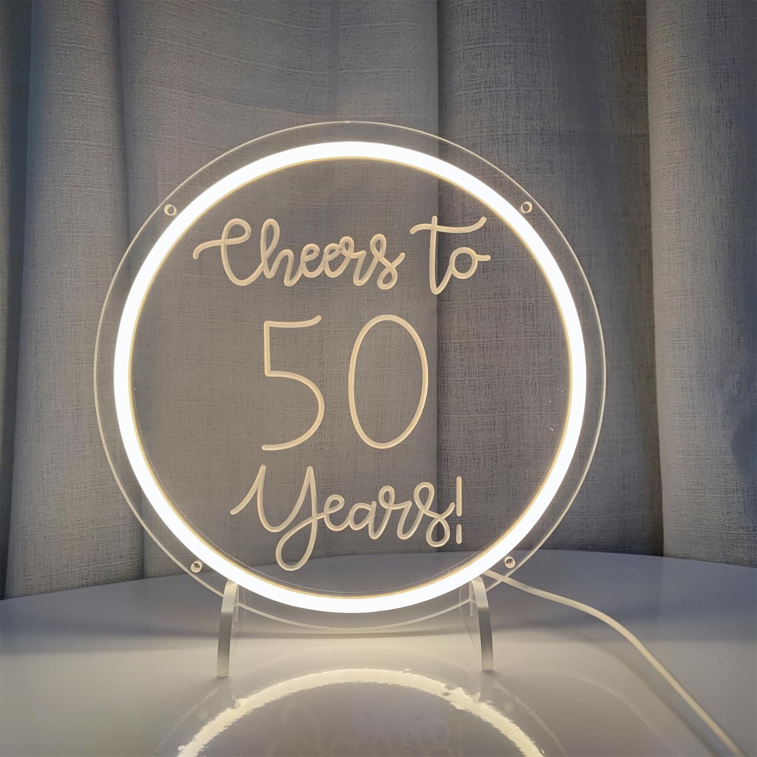 Cheers to 50 Years Neon Signs for Wall Decor, 50th Anniversary Decorations LED Lights Sign 50th Birthday Decorations for Living Room Bedroom Bar Birthday Wedding Party Decor, 11" x 11"