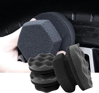 3 PCS Handheld Car Tire Waxing Sponge, 4.33" High Density Wave Tire Waxing Cleaning Sponge, Reusable Waxing Cotton, Suitable for Most Car Models (Gray)