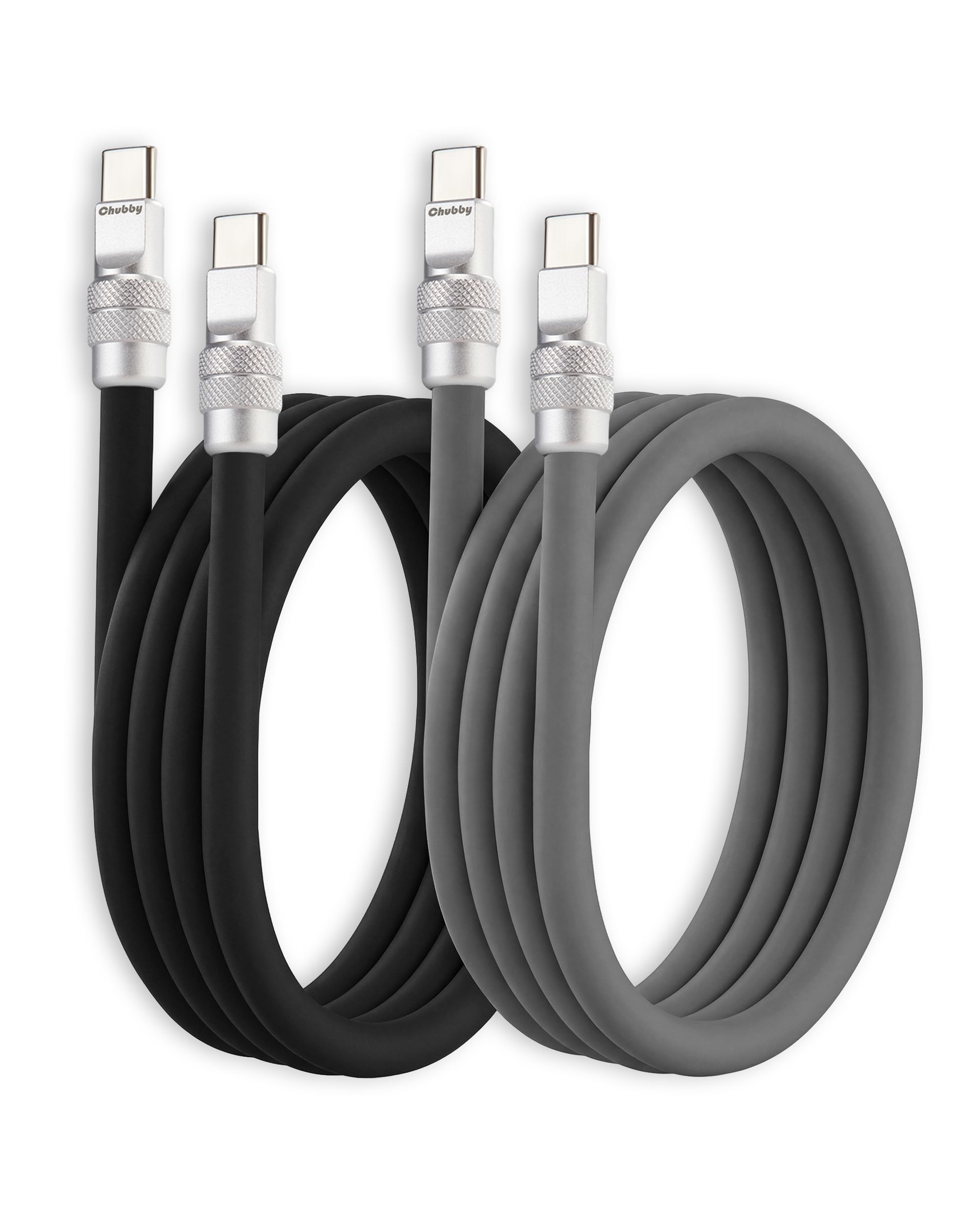 chubbycable Couple Chubby 2 Pack 240W USB C Cable Extra Thick Silicone Fast Charging Cable Compatible with iPhone 17-15 Series iPad Galaxy Series, Black+White, Type-C to Type-C, 13.1FT